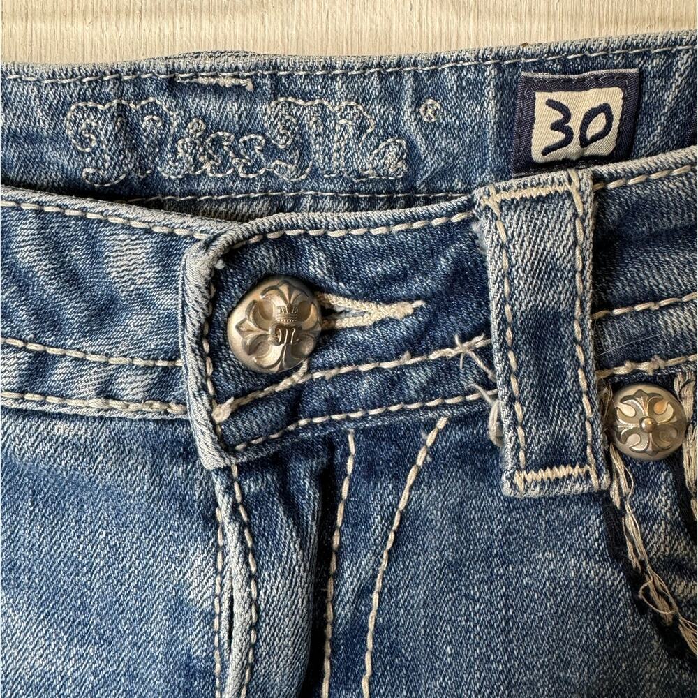 Miss Me Women's 30 Cropped Light Blue Jeans JE5100C7 Embellished Cross Y2K - Picture 6 of 12